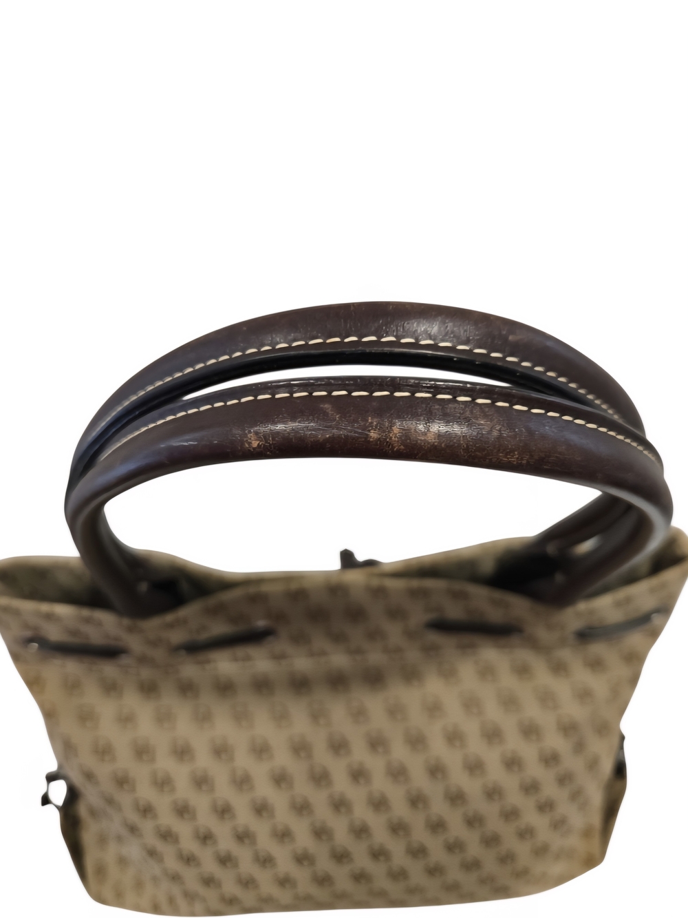 Dooney & Bourke Large Beige Monogram Shoulder Bag with Dark Brown Leather Trim - Picture 6 of 15